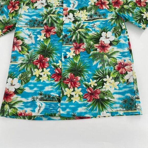 Blue Hawaii Vintage Hawaiian Shirt Mens Size Med Aloha Surf Hibiscus Multicolor‎ - Picture 8 of 10